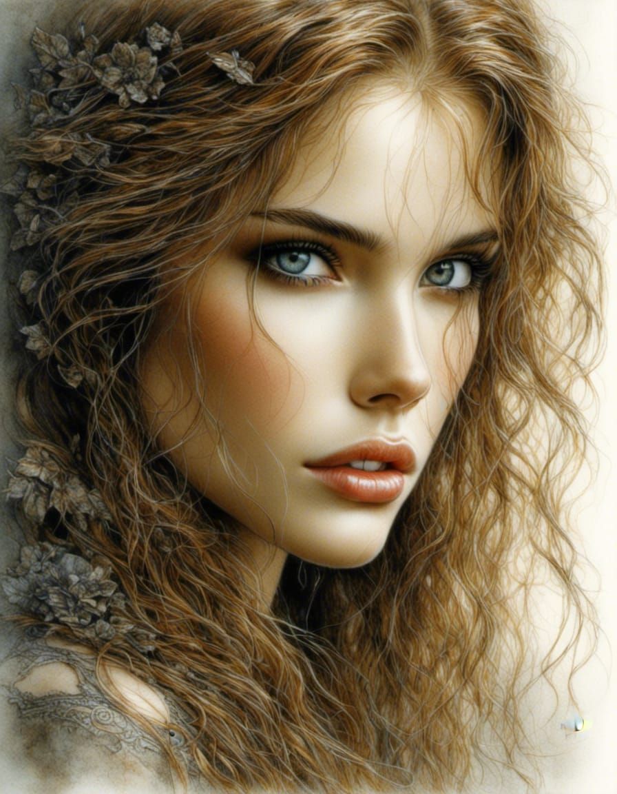 Detailed Illustration of Beautiful Woman in Royo Style