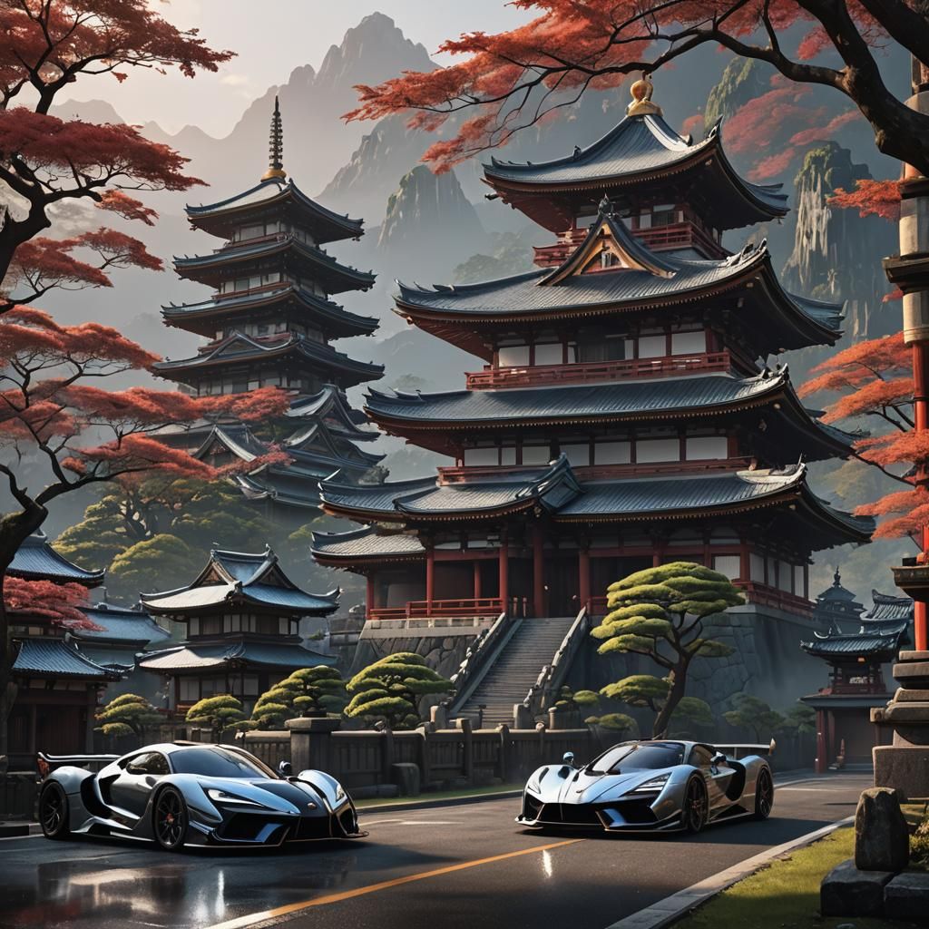 Hennessy Venom F5 in Japanese Temple Landscape