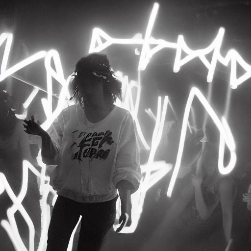 Nightlife Woman in Haze of Neon Lights