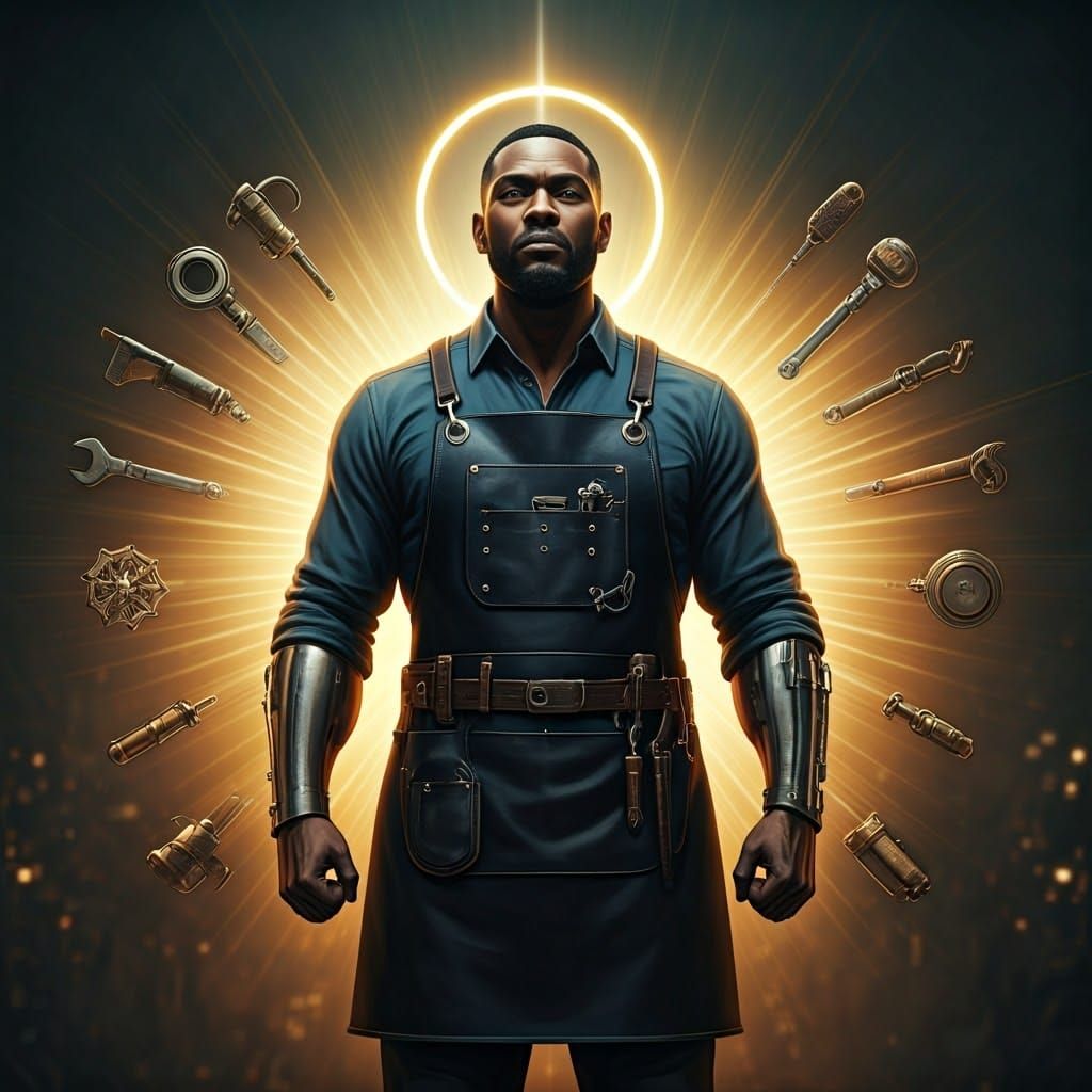 Master of All Trades in Steampunk Comic Book Style