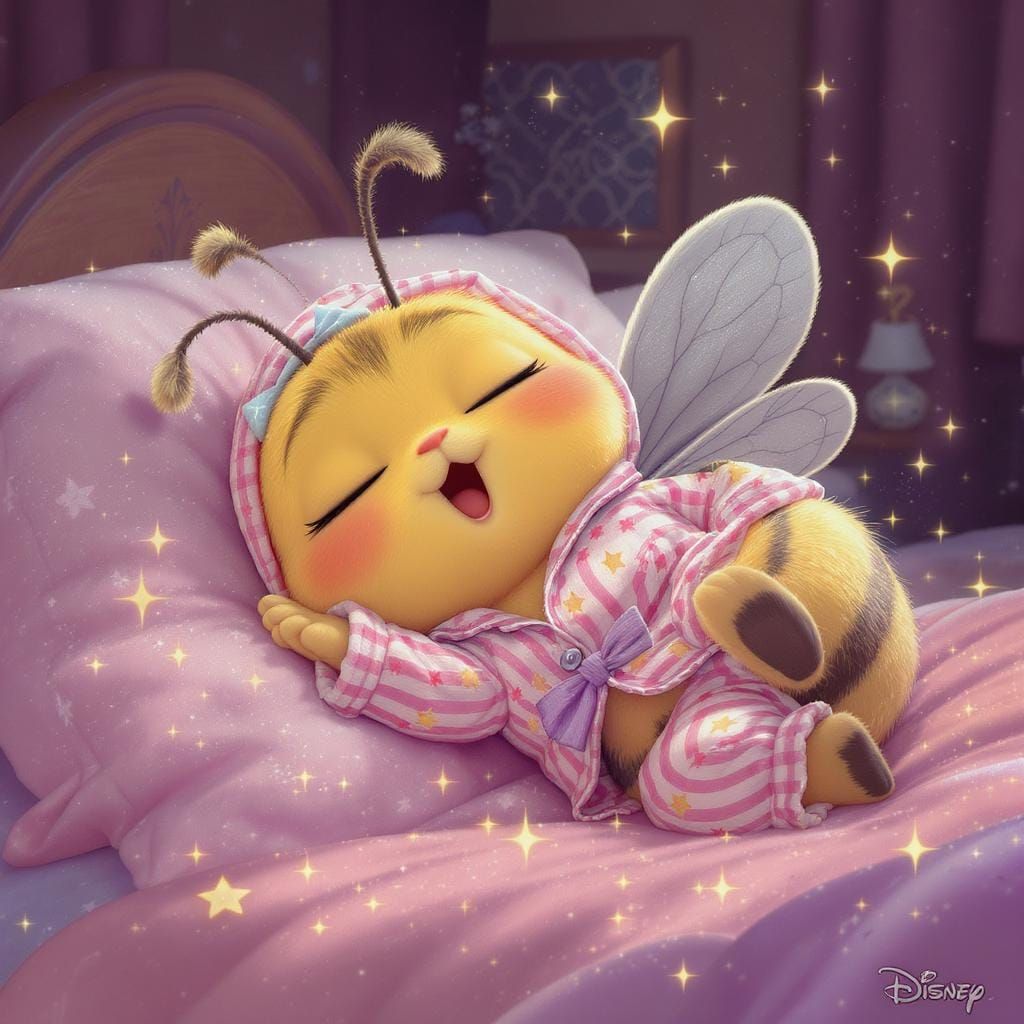 Sleepy Bumblebee in Pajamas: Disney-Inspired Art