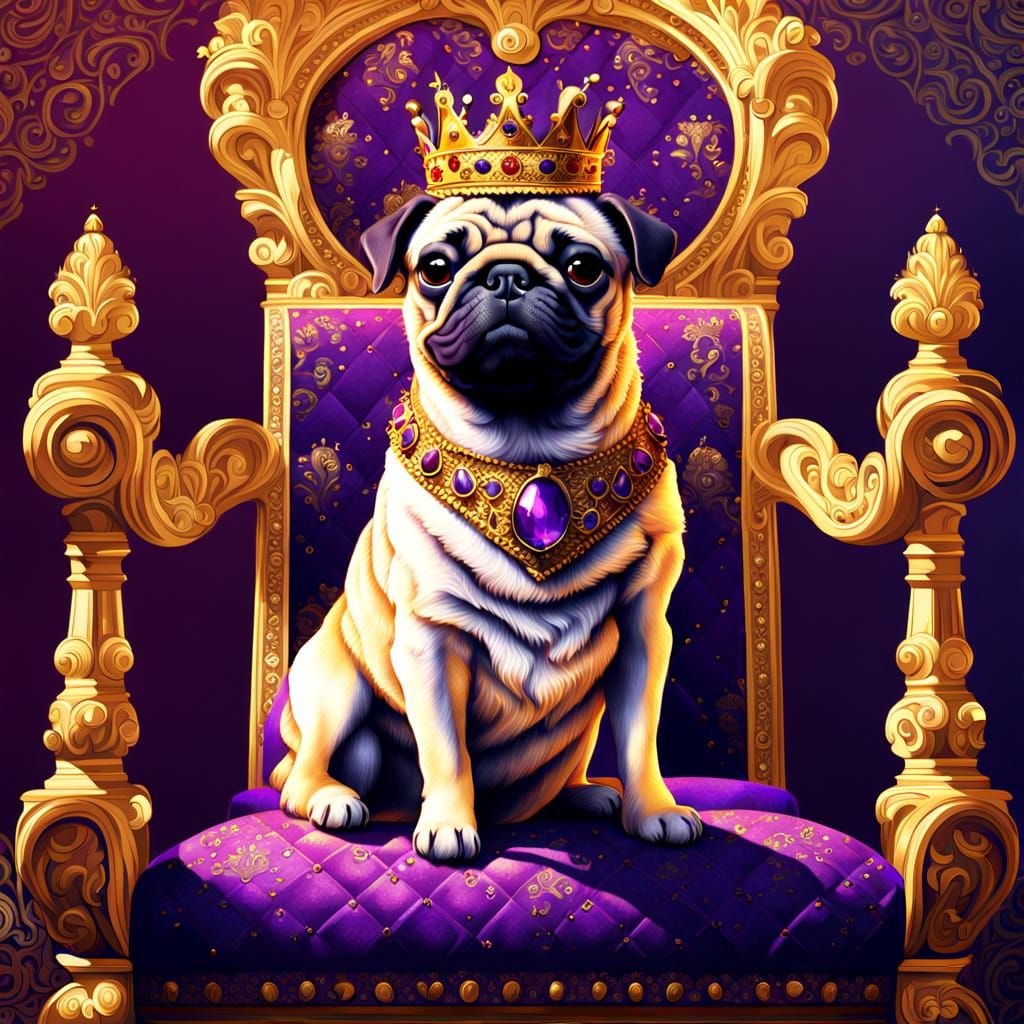 Regal Pug in Grand Baroque Palace