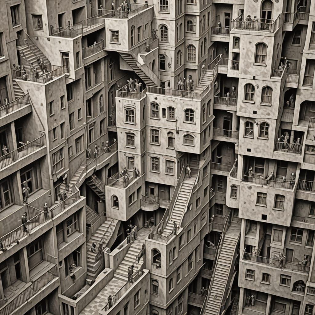 Monochrome Surrealism: Escher-esque Impossible Architecture