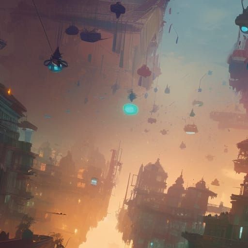 Bird City Concept Art in Triadic Colors