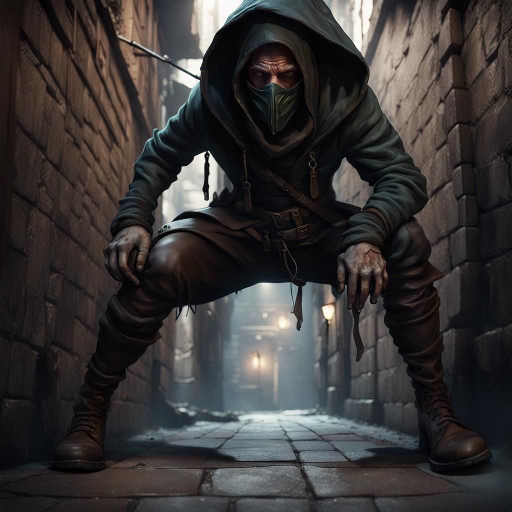 Fantasy Rogue in Dark Alley: Concept Art