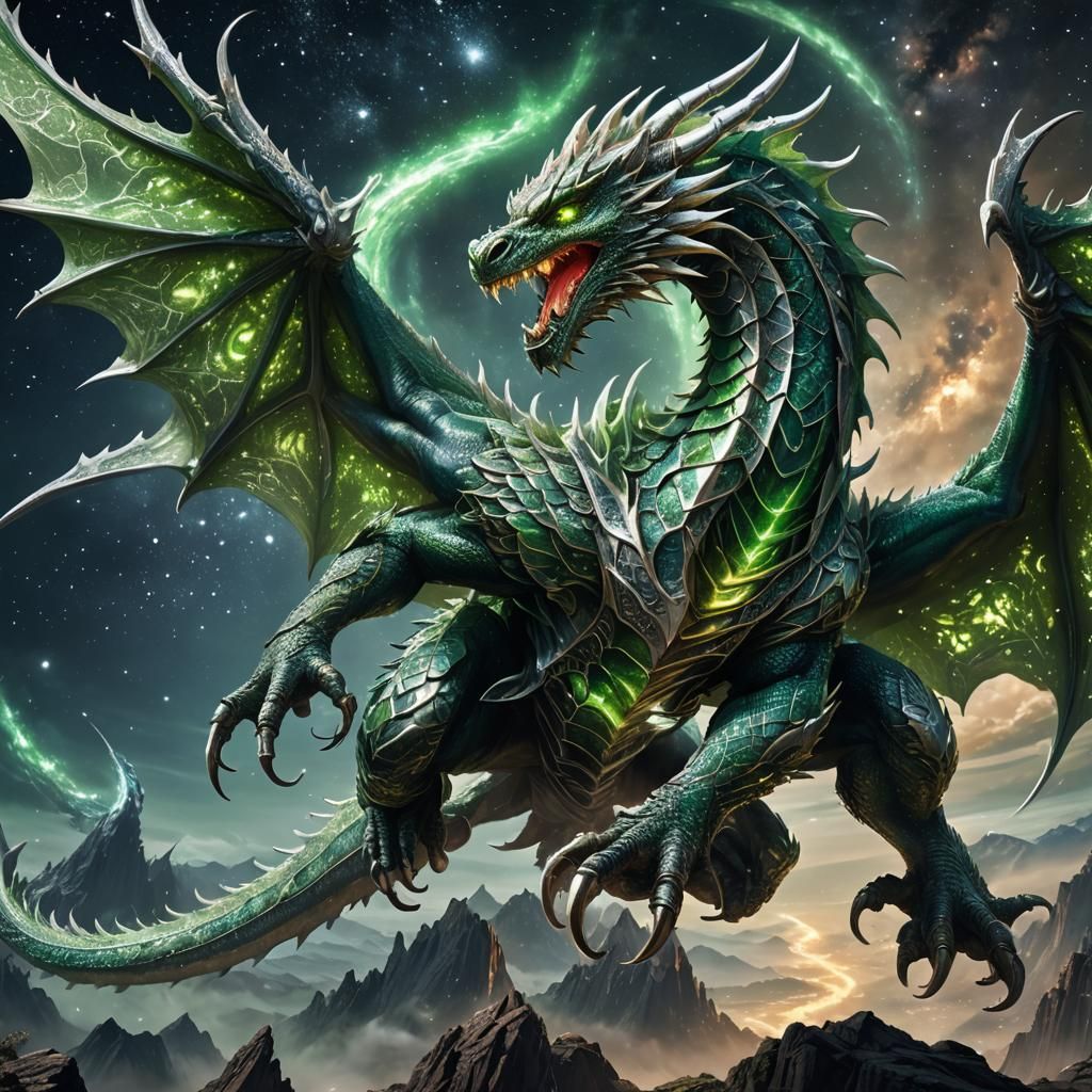 Celestial Dragon Soaring Through Starry Void