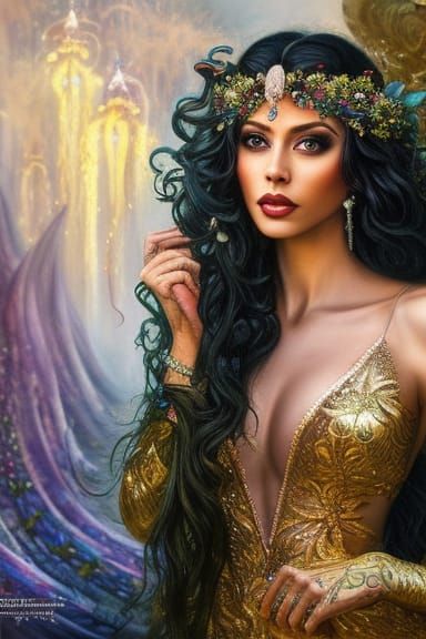 Elegant Witch Portrait in Swamp Setting