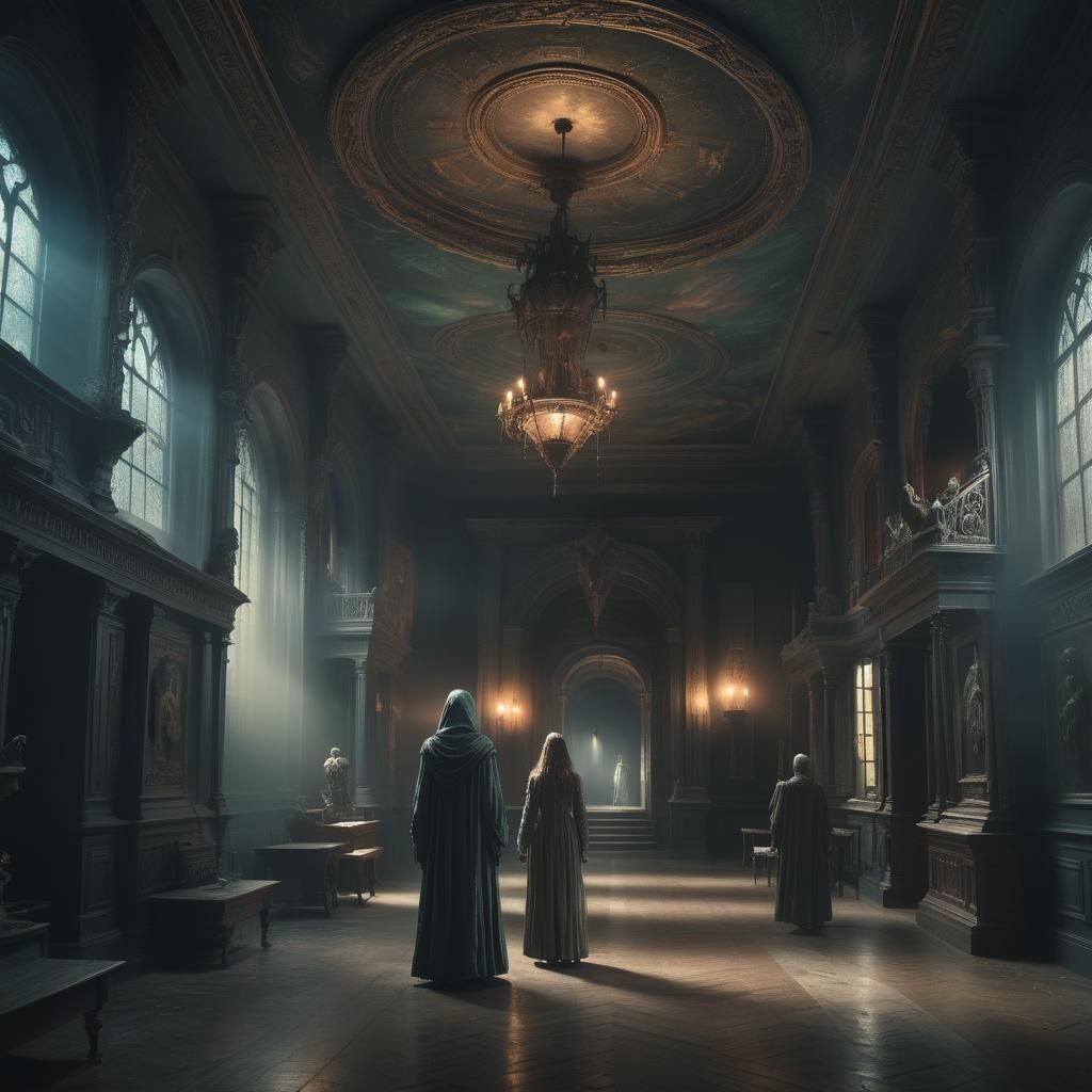 Epic Cinematic Spectral Spirit in Haunted Museum