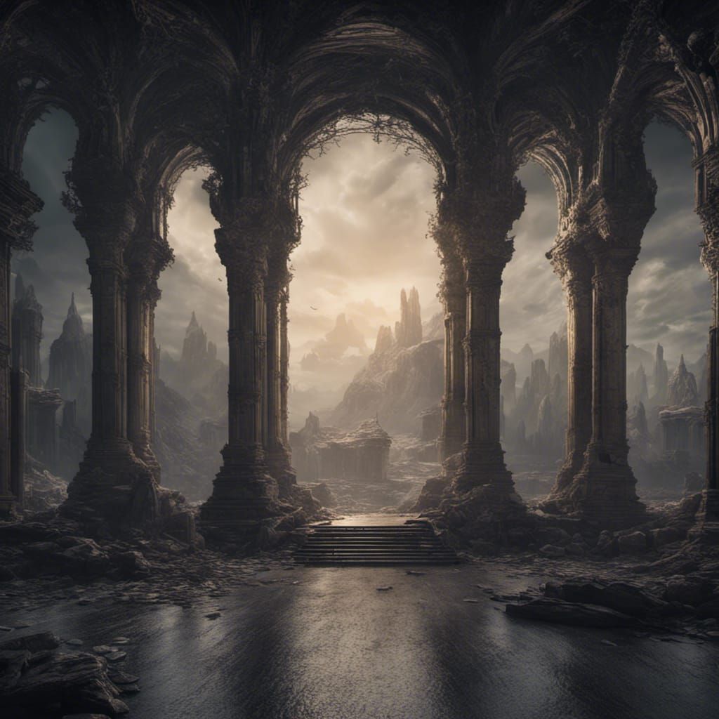 Eerie Noonwraith Haunts Moonlit Battlefield: Digital Matte P...