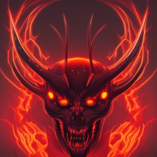 Electric Demon Concept Art in Red and Orange