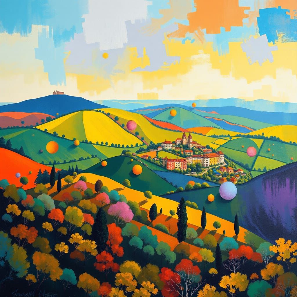 Dreamy Sintra Landscape in Abstract Art Style