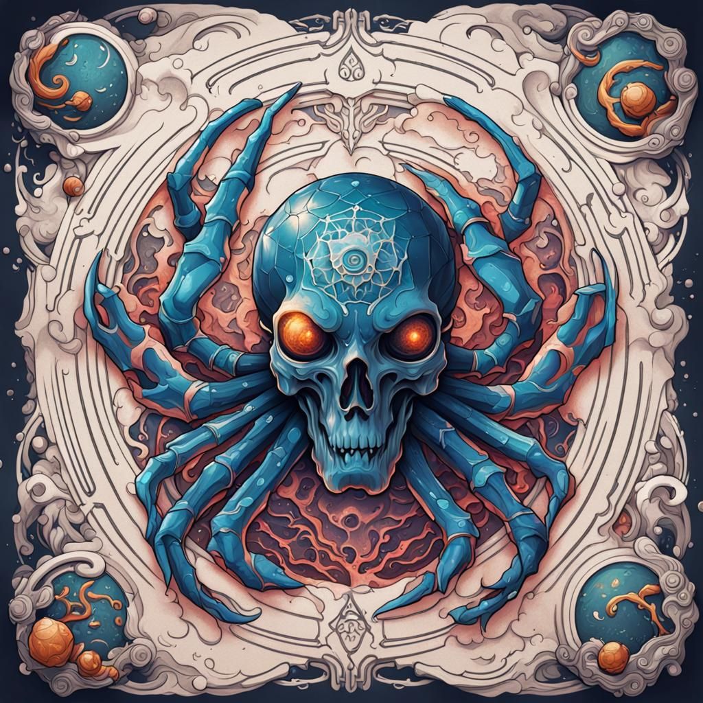 Cancer Zodiac Sign Tattoo Stencil Concept Art