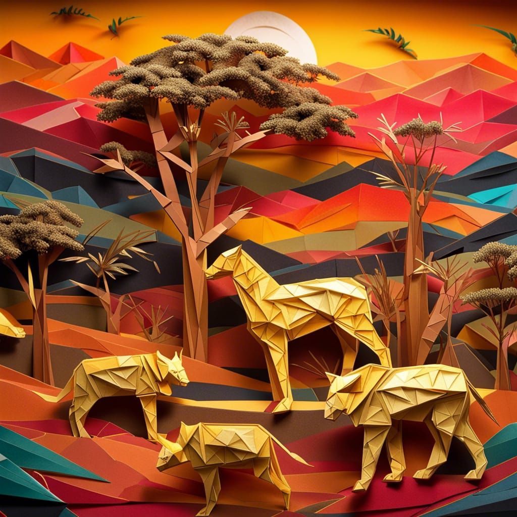 The Pridelands from "The Lion King" as Origami Landscape