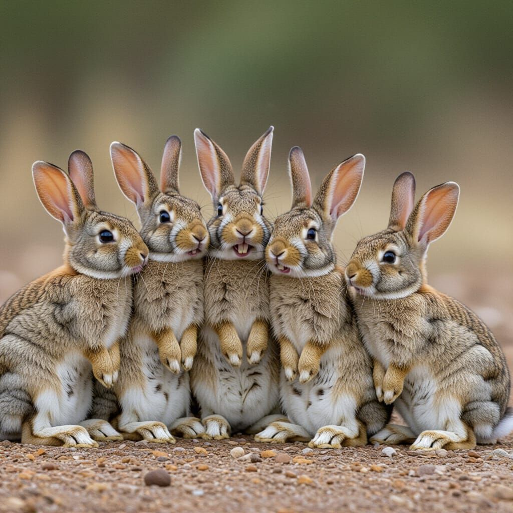 Rock Rabbits Giggling Together
