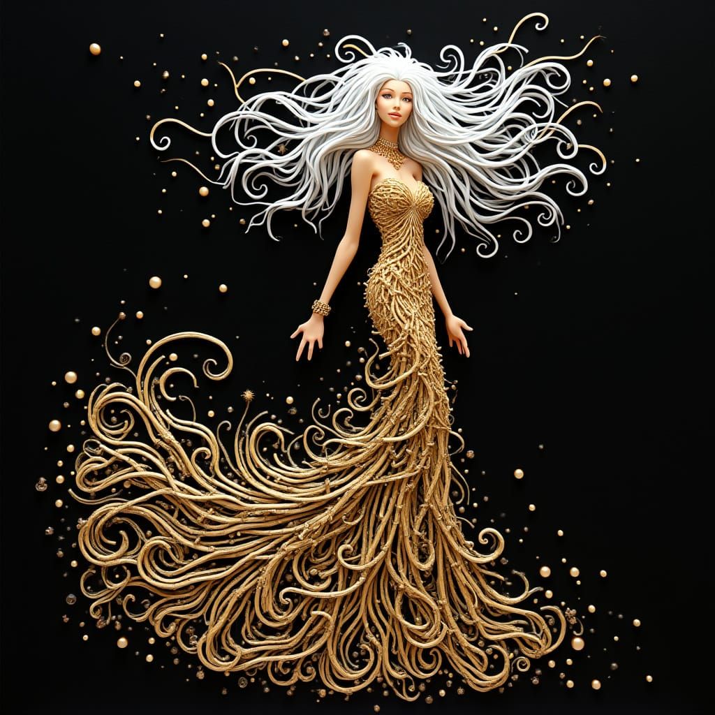 Resin Wire Art: Albino Woman in Gold