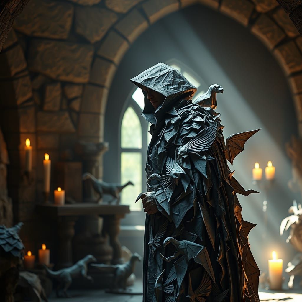 Origami Alchemist in Stone Workshop, Hyper-Realistic Folds