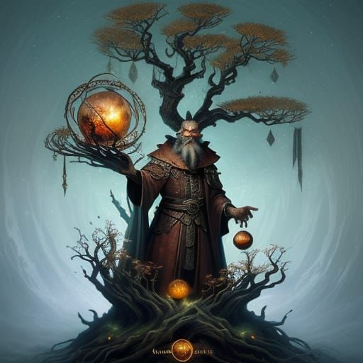 Warlock on Willow Tree with Crystal Ball