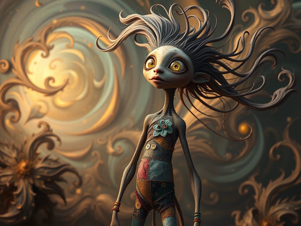 Enchanting, Elongated Dream Creature in Whimsical, Hyper-Rea...