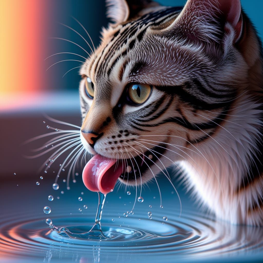 Feline Moment Captured in Photorealistic Detail