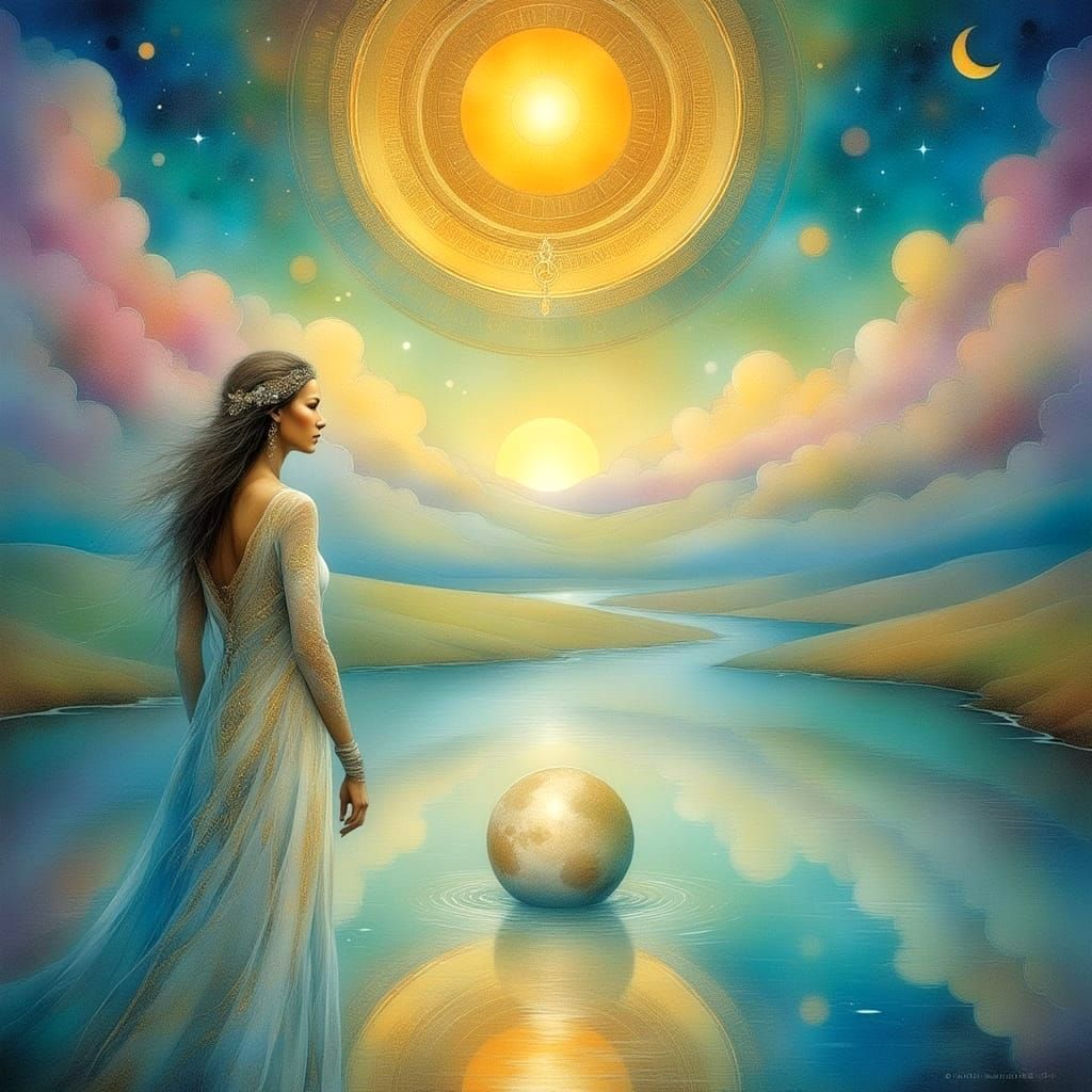 Surreal Sunset with Faithful Woman