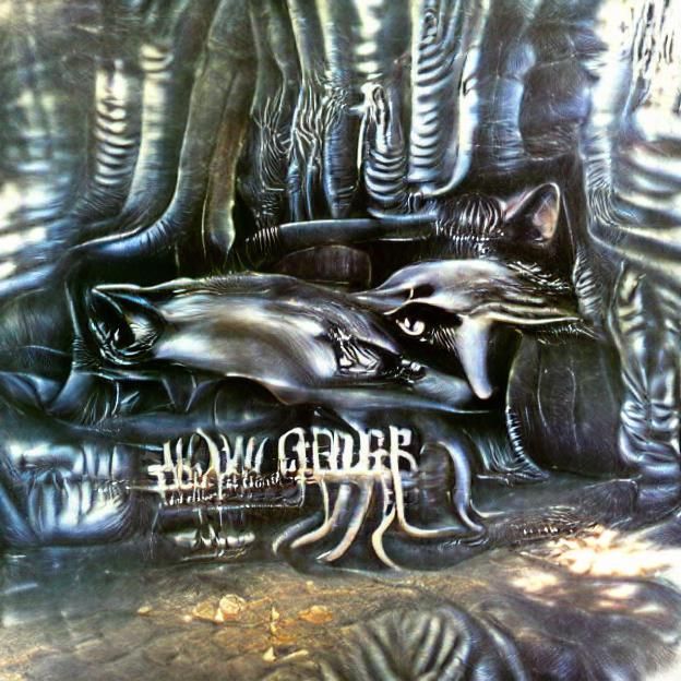 Biomechanical Wolf in H.R. Giger Style