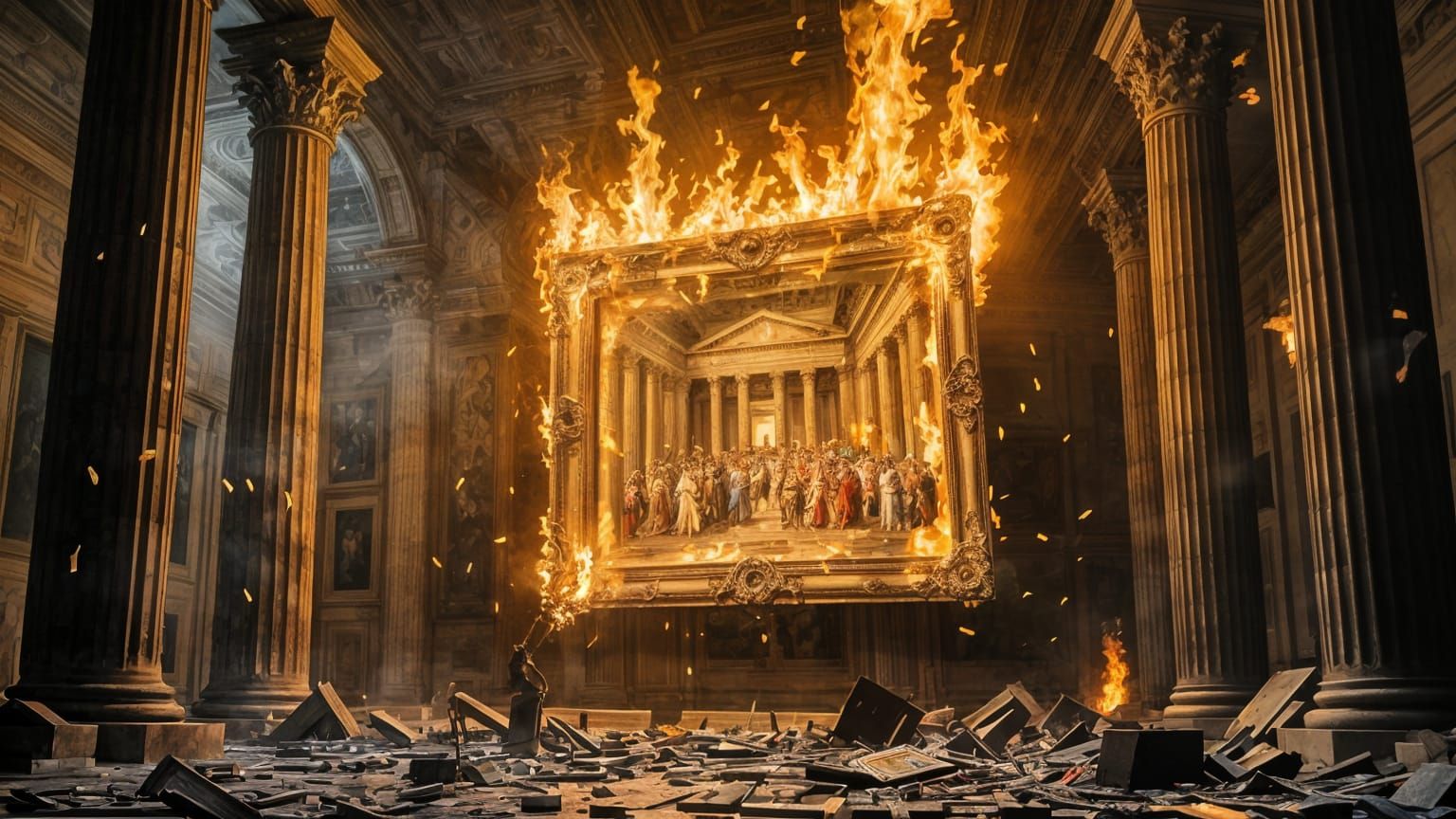 Burning of The School of Athens in Museum