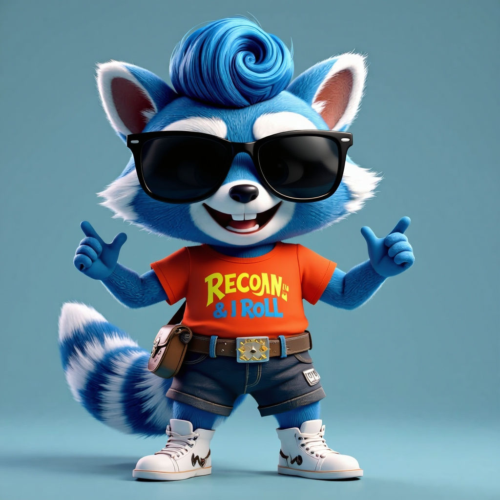 Cartoon Raccoon Mascot with Rock and Roll Style