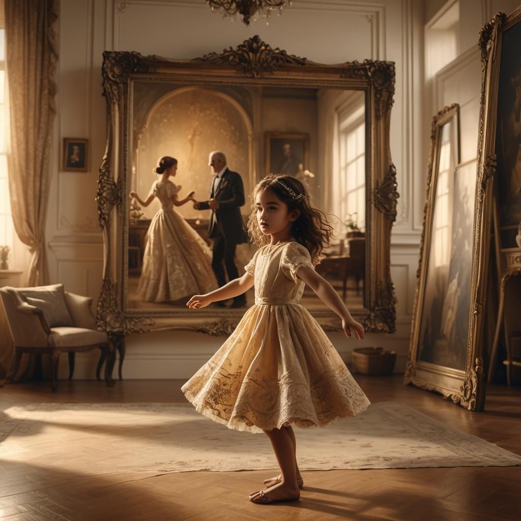Girl Dancing in Golden Light: Digital Matte Painting