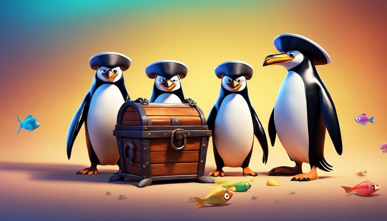 Pirate Penguins of Madagascar: 3D Digital Art