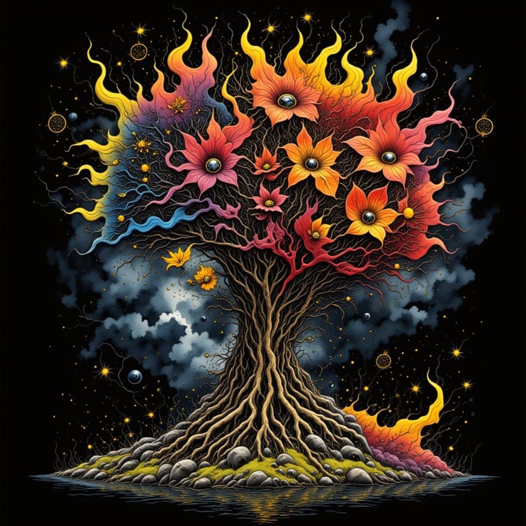 Dark Floral Ink Design with Noir Accents