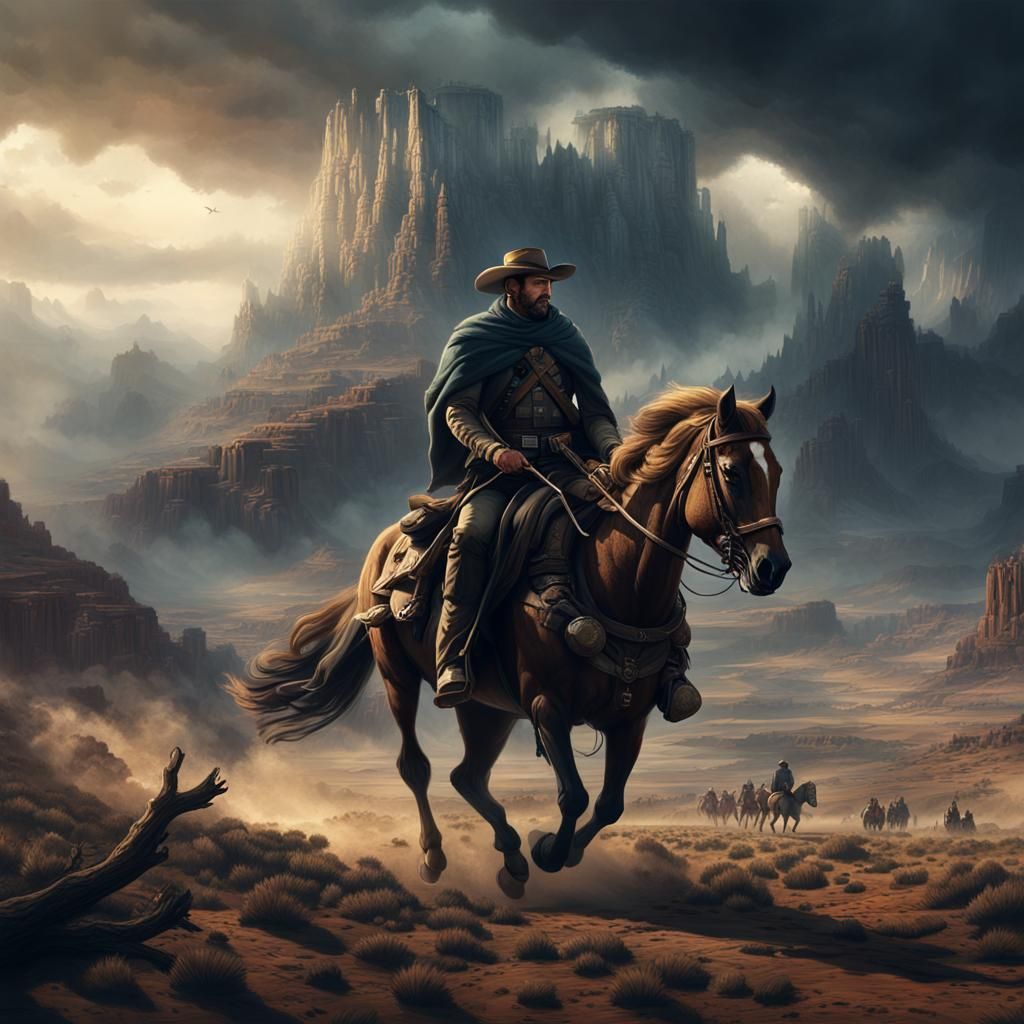 Dramatic Rider on the Rawhide Range
