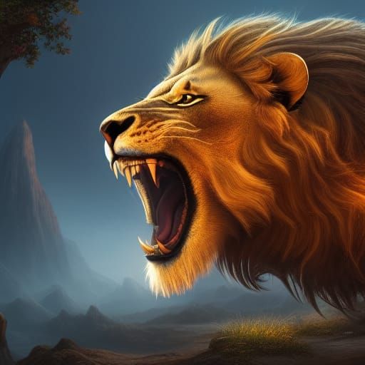 Roaring Lion: Detailed Matte Painting