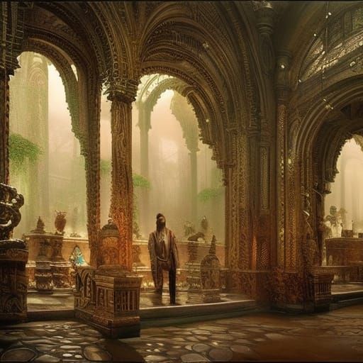 Detailed Frog Room in Oil Painting Style