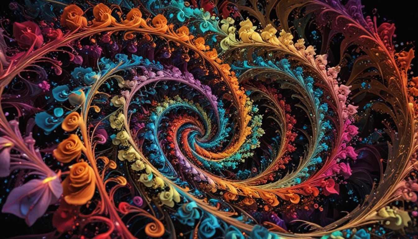 Vibrant Fractal Rose Spiral in Infinite Iteration
