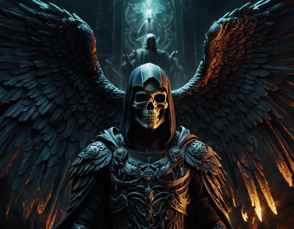 Dark Fantasy Archangel Surrounded by Souls in 8K
