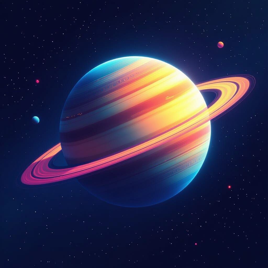 Saturn Planet in Cyberpunk NFT Style