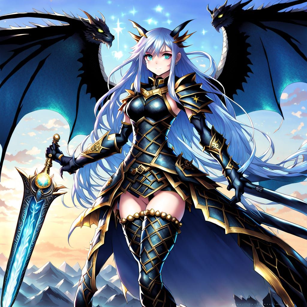 Anime Fairy with Dragon Armor and Light Dagger