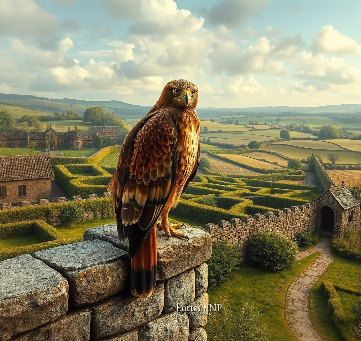 Majestic Red-Tailed Hawk in Hyperrealistic Fantasy Art