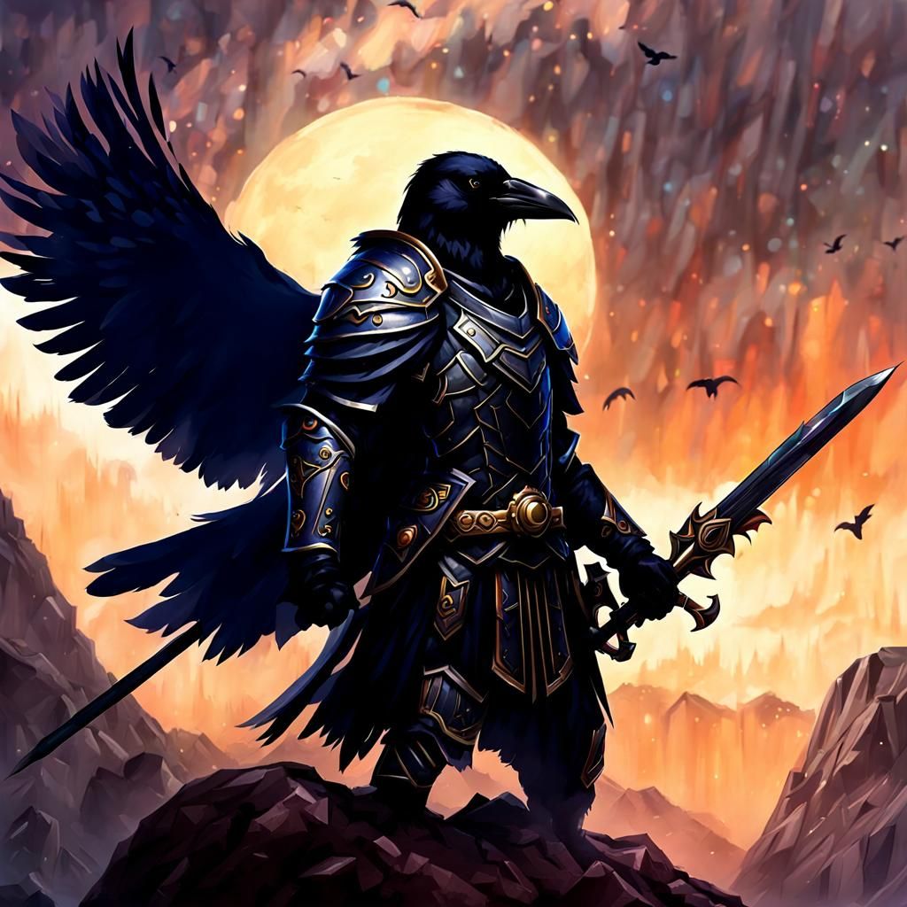 Raven Paladin: AI-Generated Character Concept