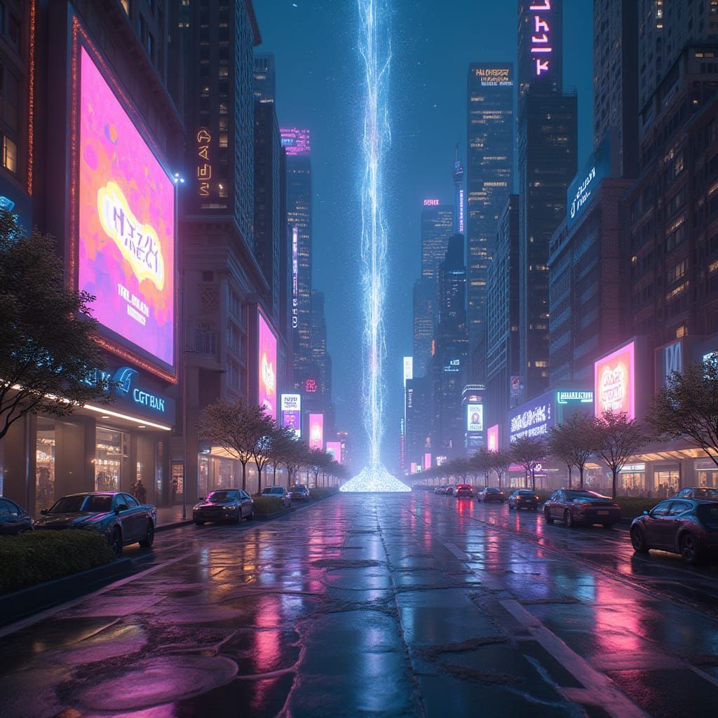 Futuristic Liquid Metal City in Space