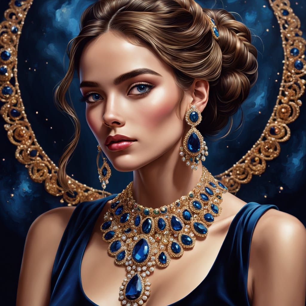 Dazzling Oil Painting of Regal Jewelry Adornments