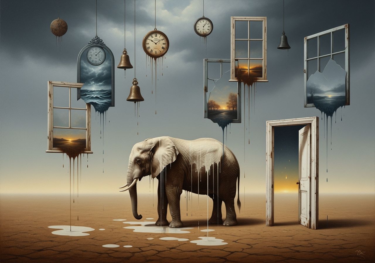 Surrealist Elephant Painting with Melting Pigment