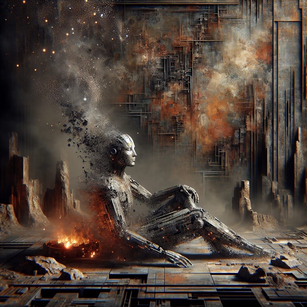 Forgotten Herald in Brutalist Sci-Fi Ruinscape