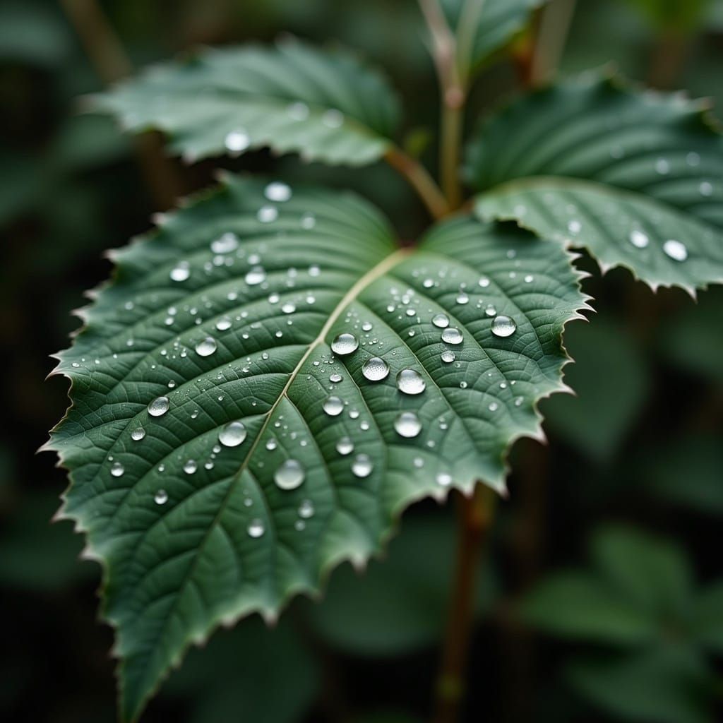 Dew Drops on Leaf: Macro Photography with Reflections