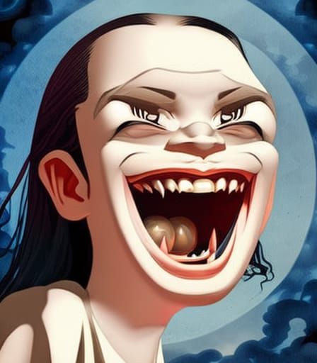 Laughing Vampire Babies in Teacup: Digital Art