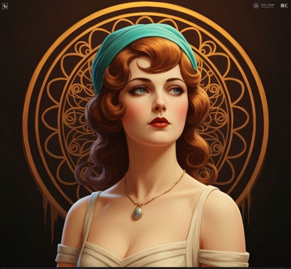 Elegant 1900s Lady in Art Deco Club