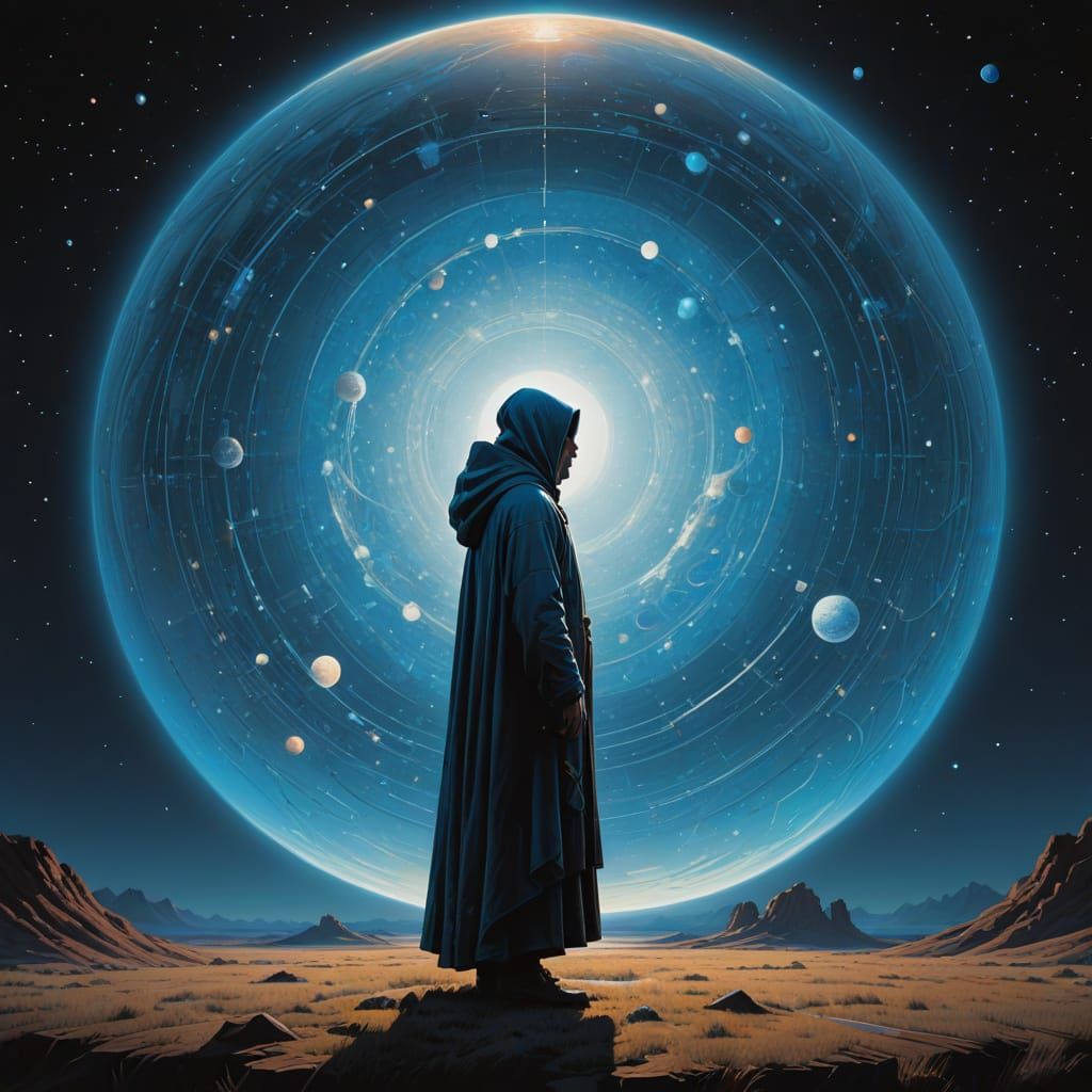 A Celestial Figure Whispers Ancient Secrets in a Vast, Starr...