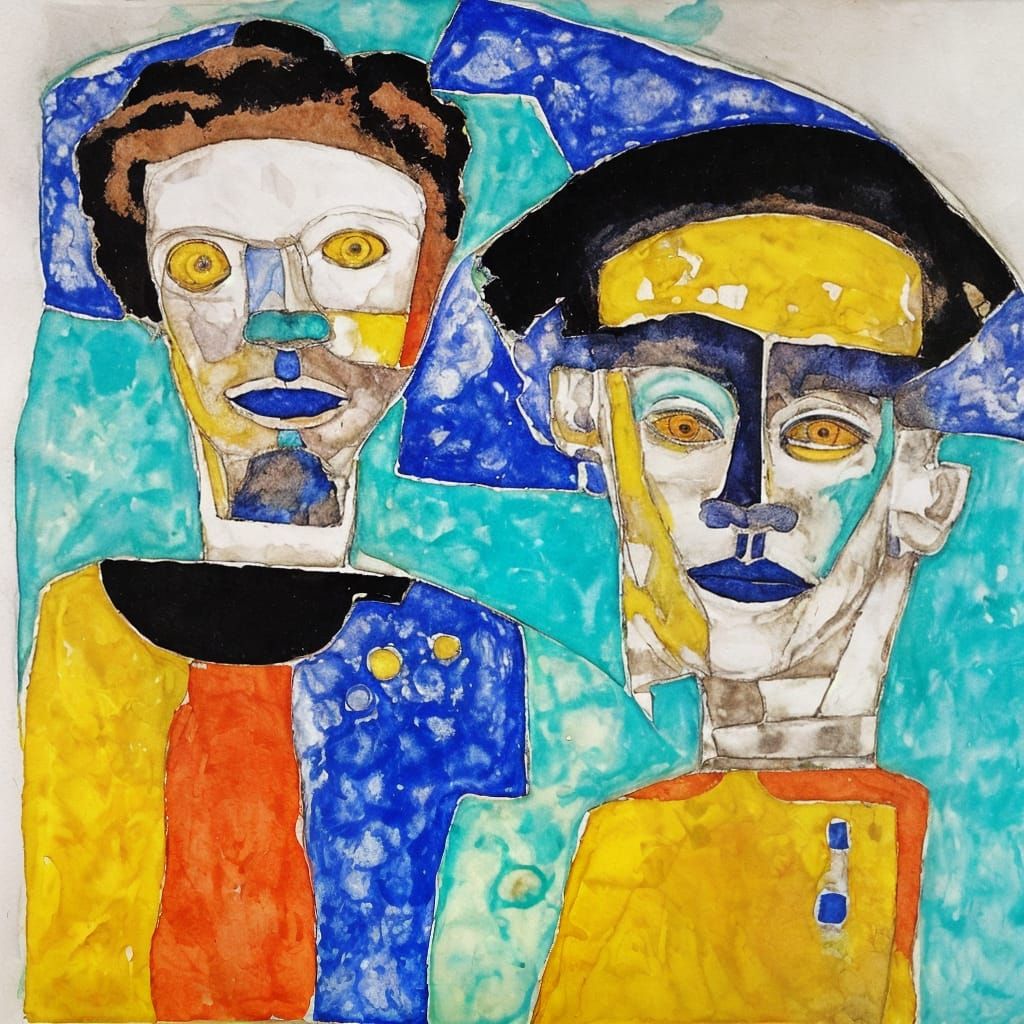 Ethereal Couple in Expressionist Art