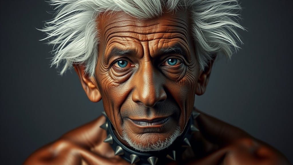 Eccentric Elderly Gentleman with Unruly White Hair and Elect...