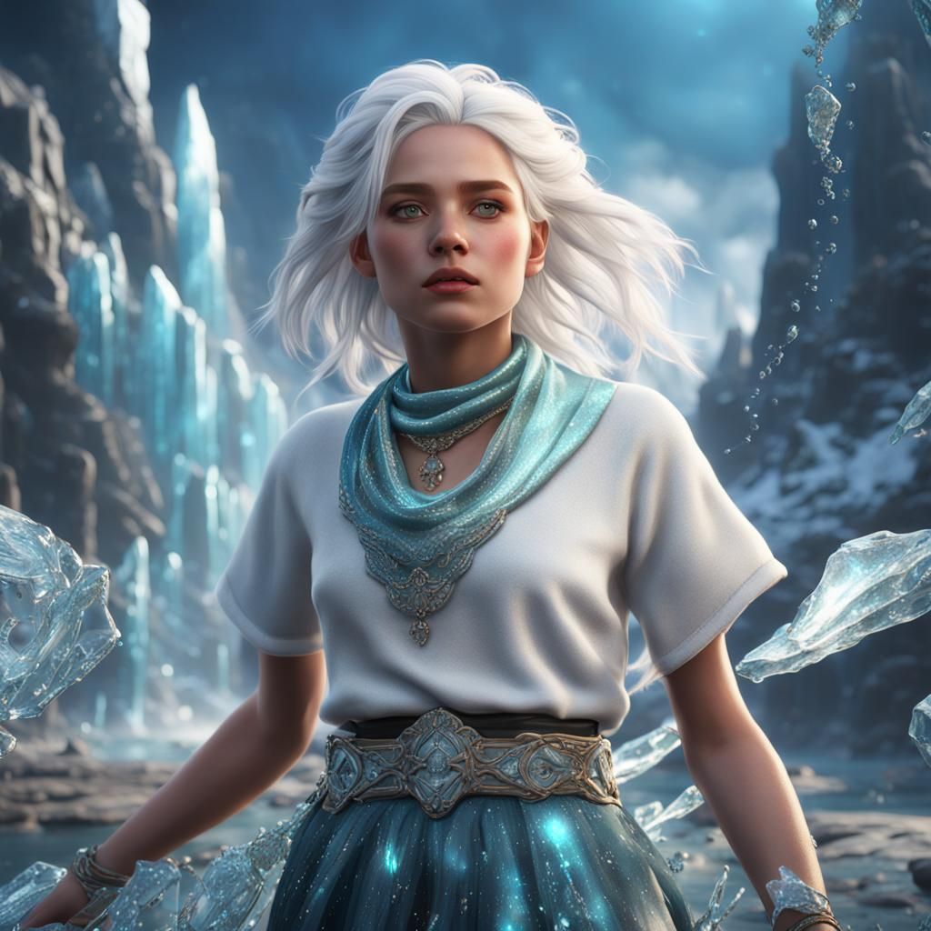 Icy Teen Girl in Detailed Digital Painting